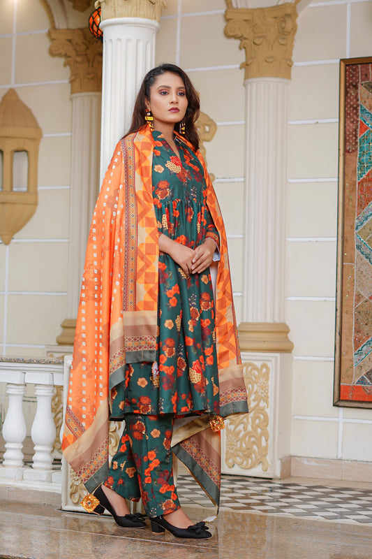 NAZNEEN-3 pc digital printed khaddar designed by Qasim Jamshid