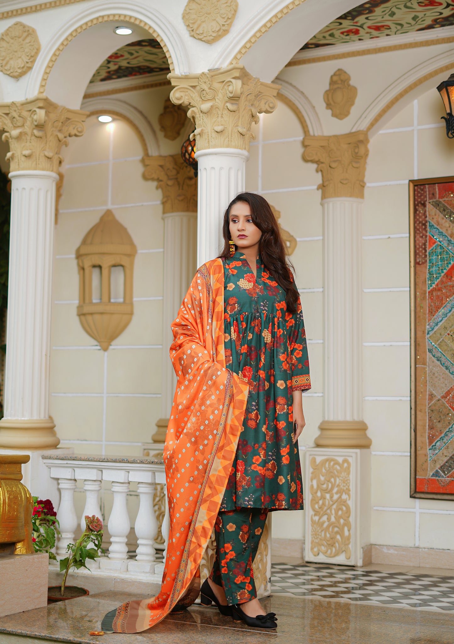 NAZNEEN-3 pc digital printed khaddar designed by Qasim Jamshid