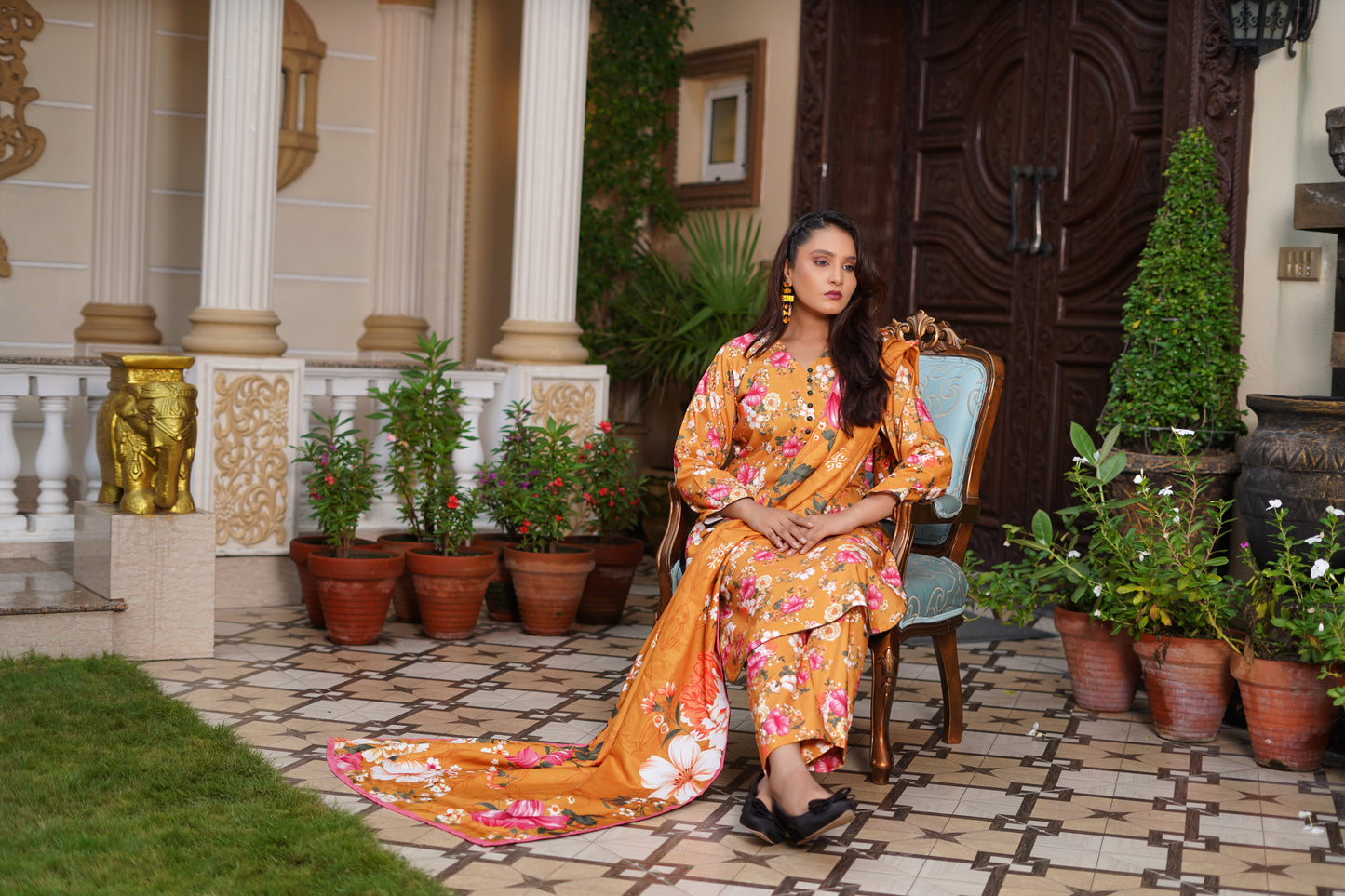 ARZO-E-GUL -3pc digital printed khaddar designed by Qasim Jamshid