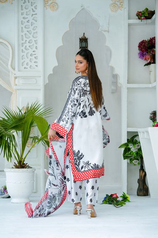 Laal-o-Siyah—3PC Charmeuse silk