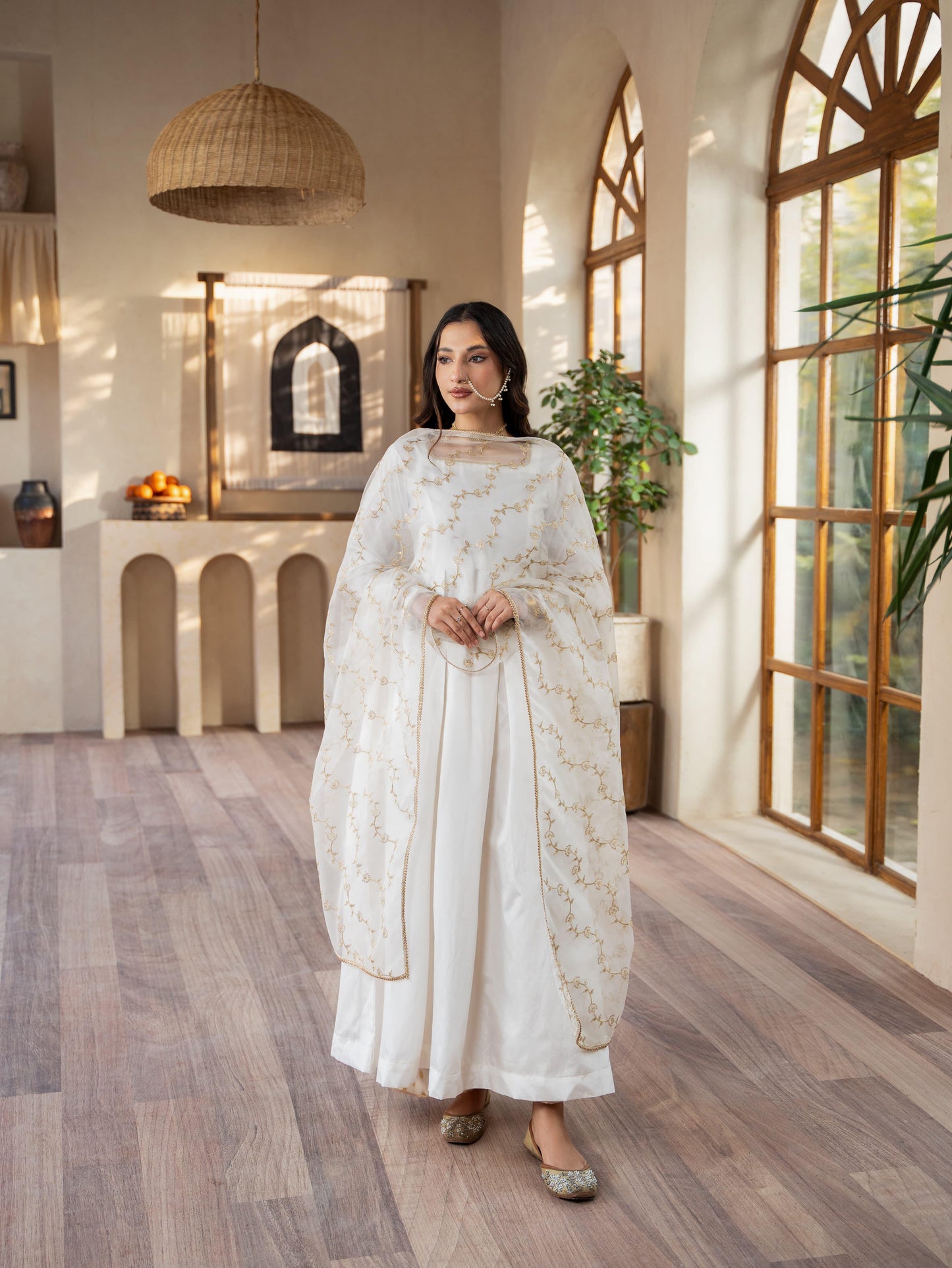 AFROZEH-Raw Silk Frock
