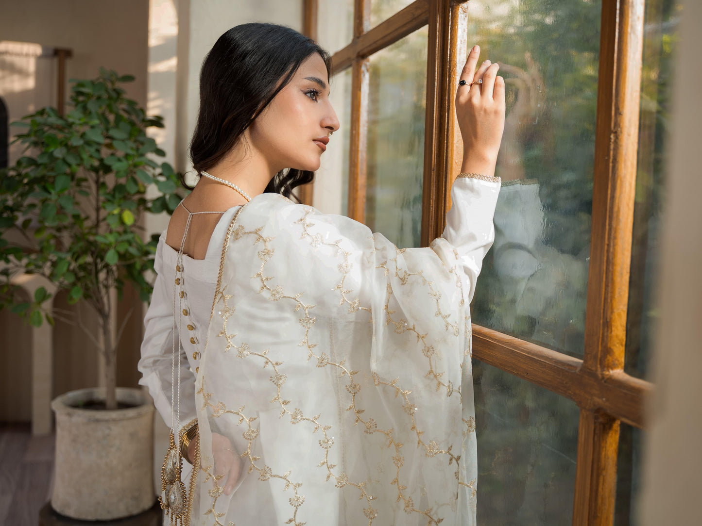 AFROZEH-Raw Silk Frock