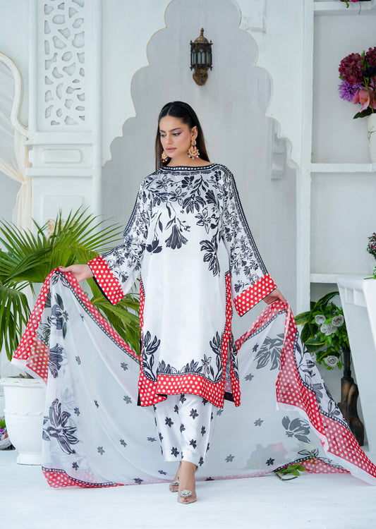 Laal-o-Siyah—3PC Charmeuse silk