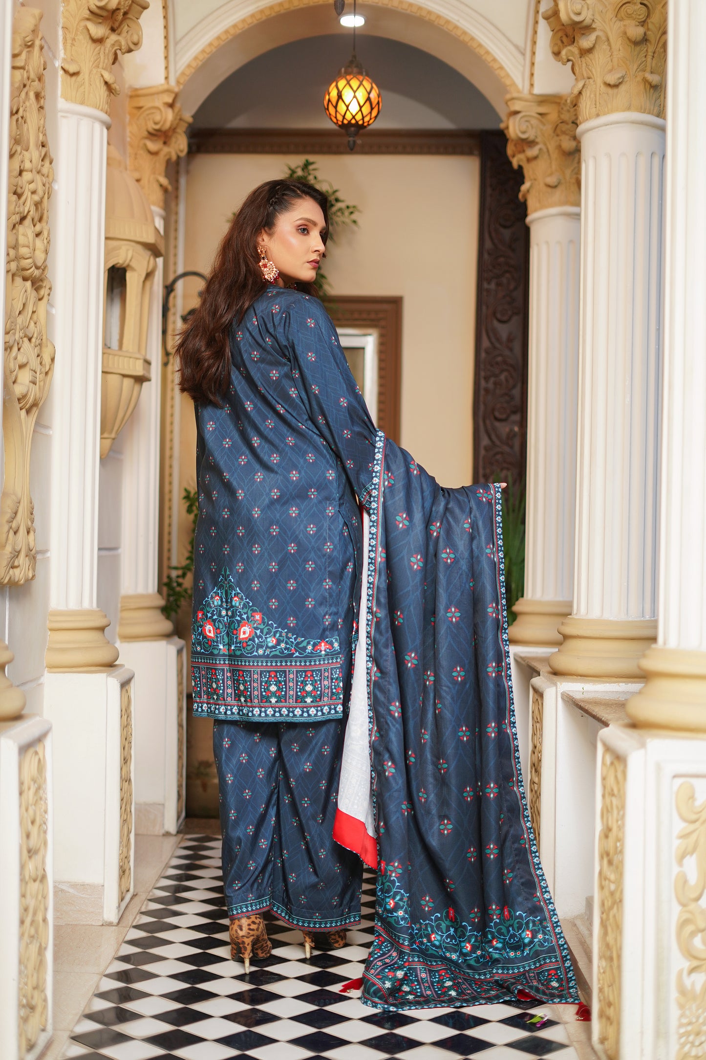 BLUE MIRAGE-3pc digital printed khaddar designed by Qasim Jamshid
