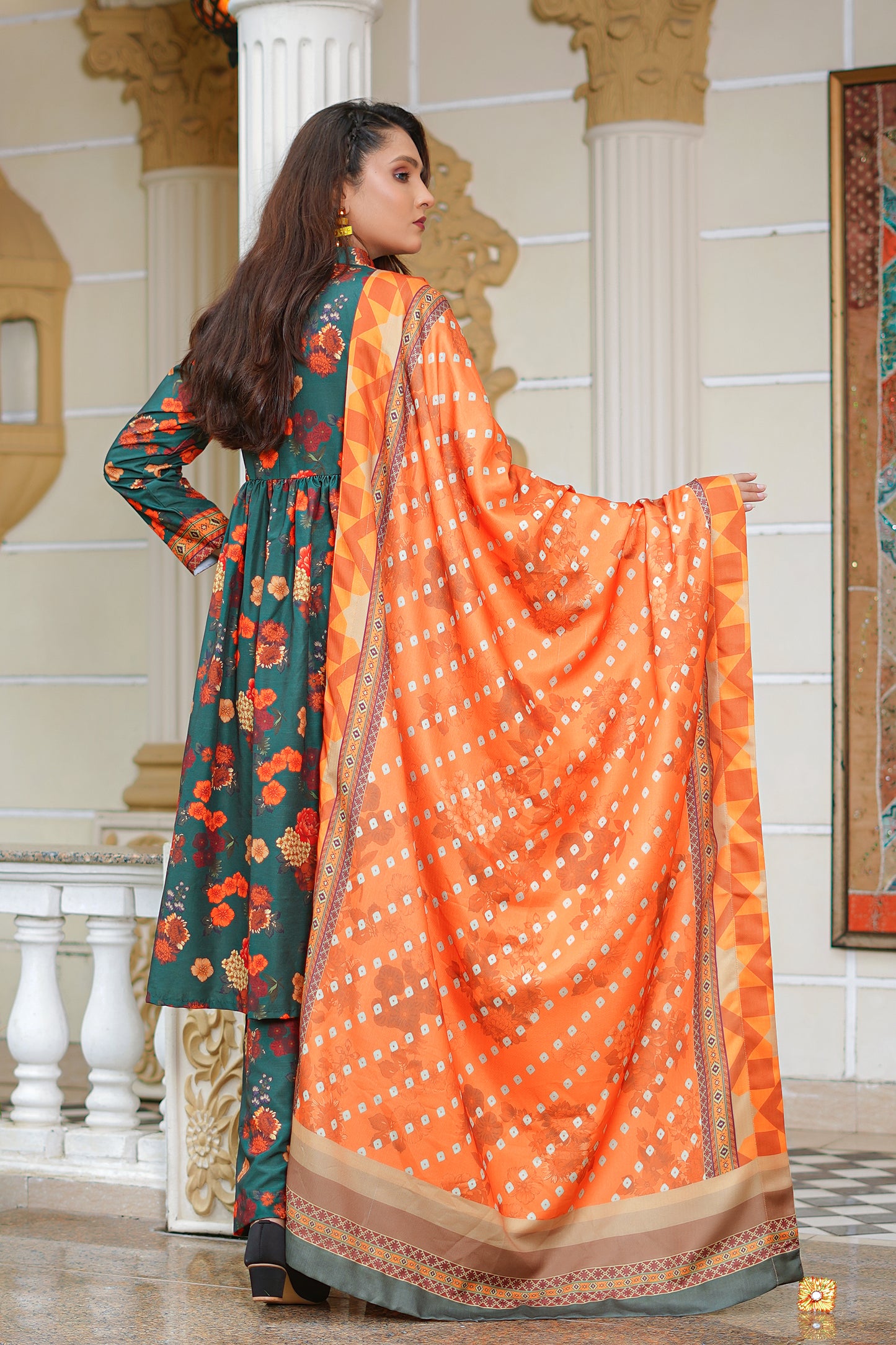 NAZNEEN-3 pc digital printed khaddar designed by Qasim Jamshid
