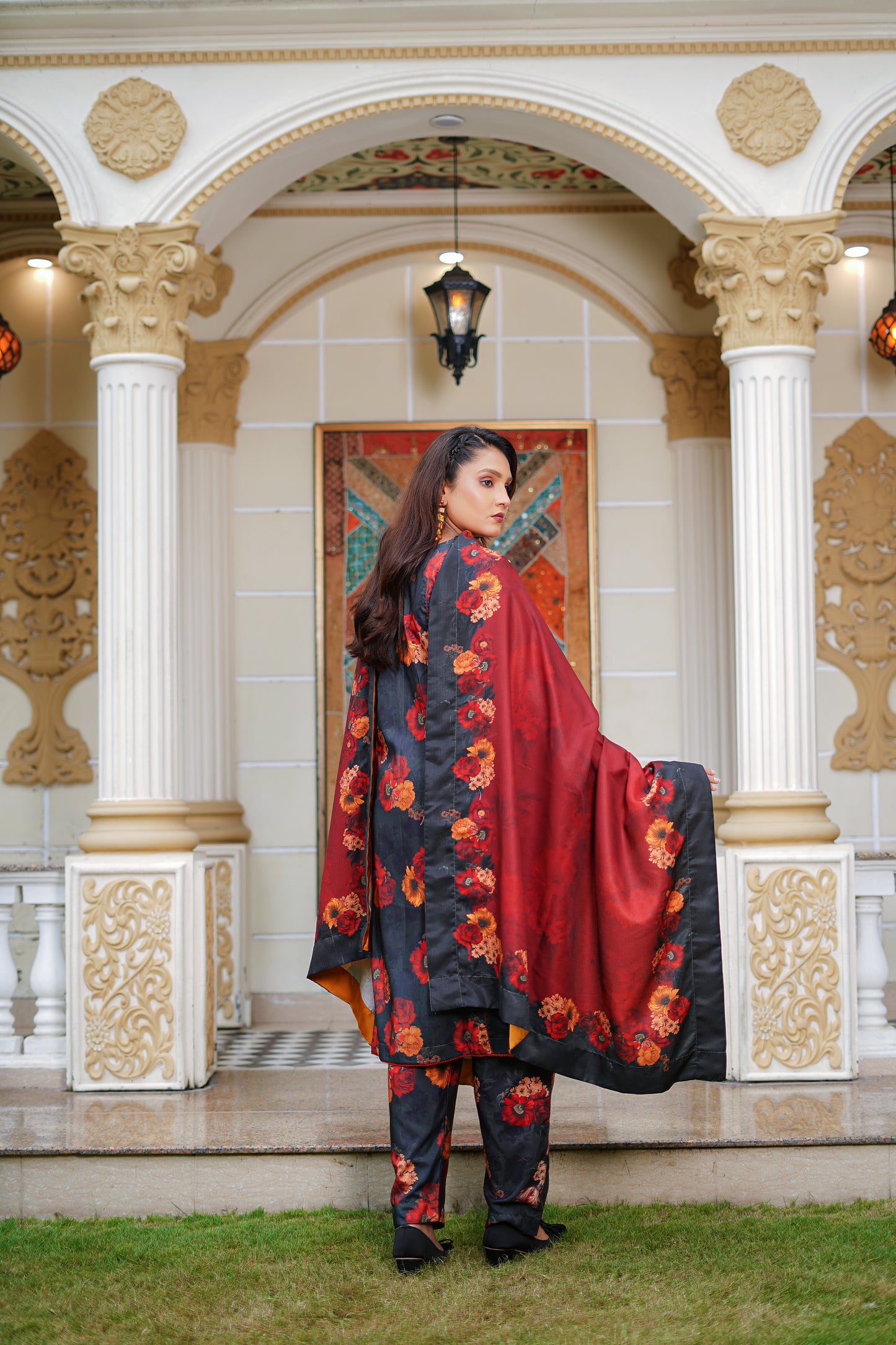 DUSKY BLOOM-3pc digital printed khaddar designed by Qasim Jamshed