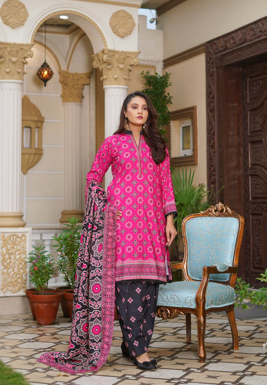 CHAAP- 3PC digital printed khaddar designed by Qasim Jamshid