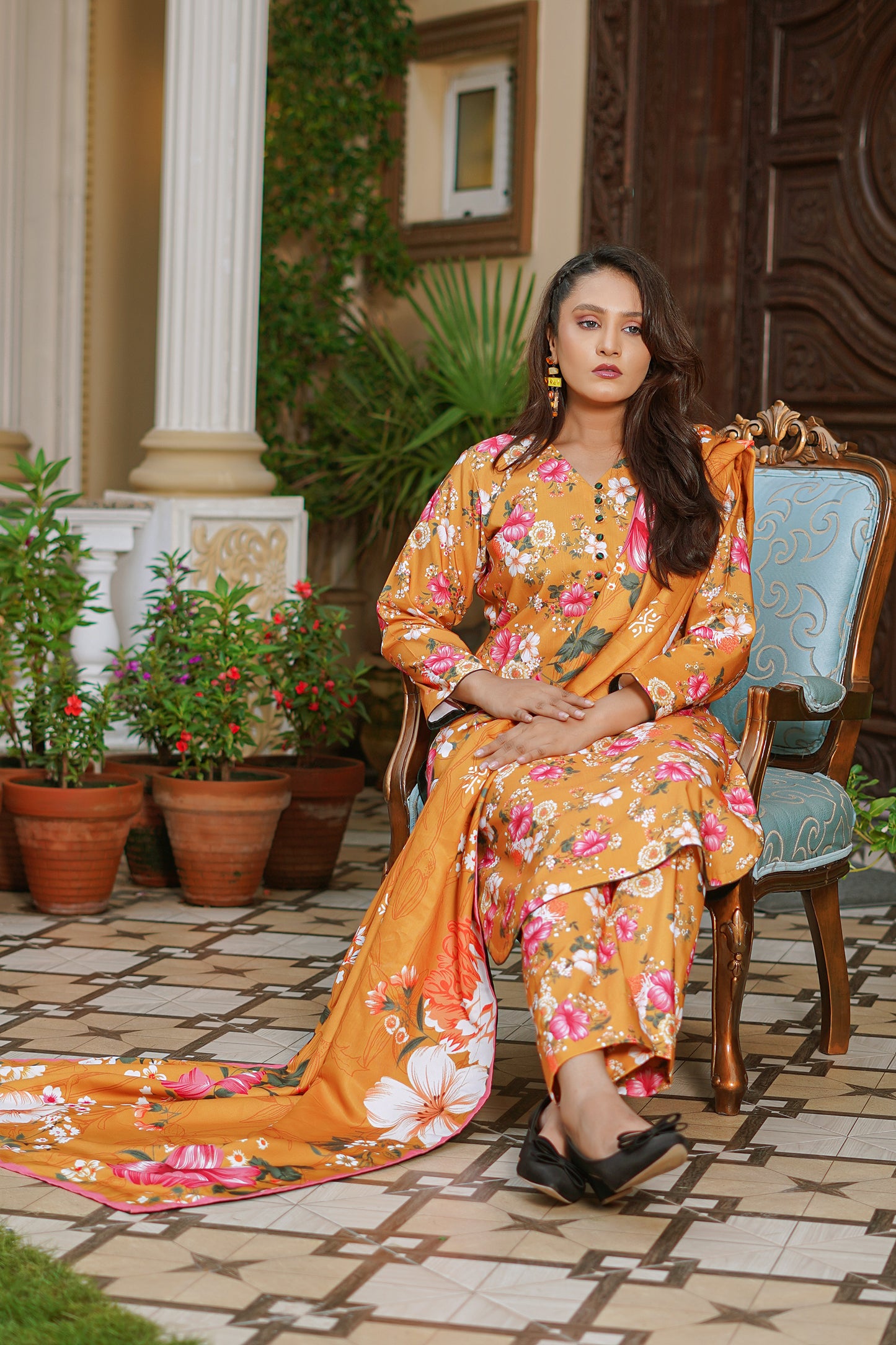 ARZO-E-GUL -3pc digital printed khaddar designed by Qasim Jamshid