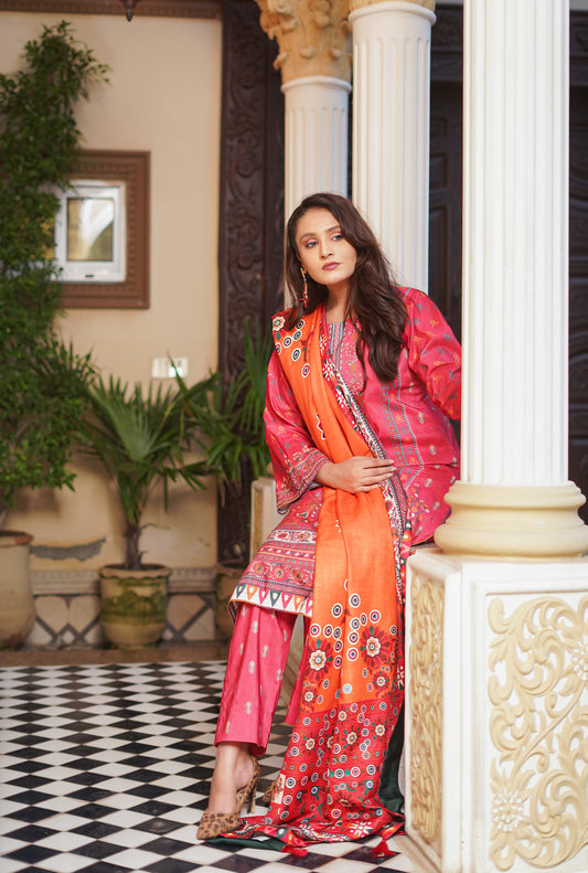 CHIRAGH—3PC digital printed khaddar designed by Qasim Jamshid