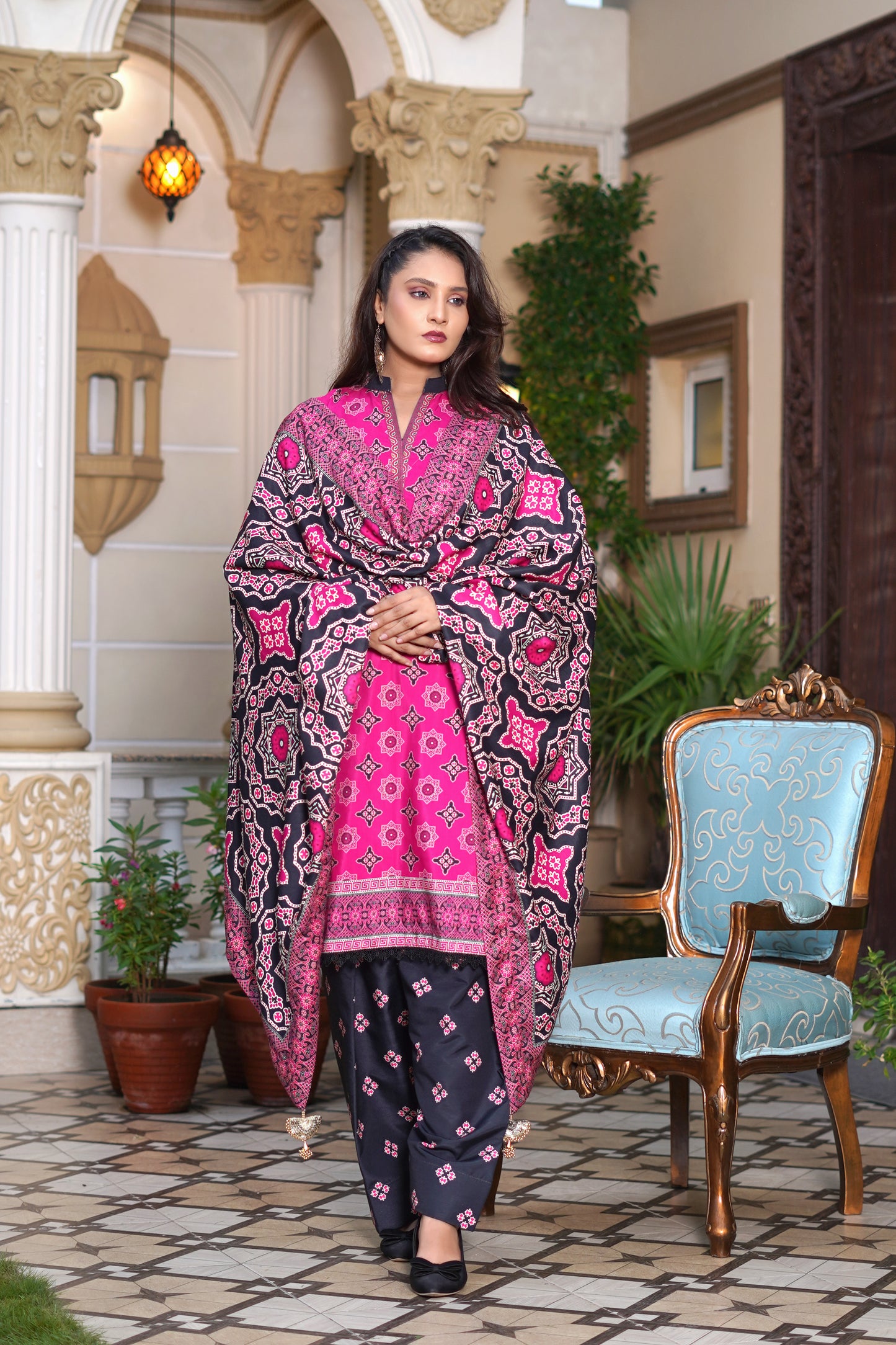 CHAAP- 3PC digital printed khaddar designed by Qasim Jamshid