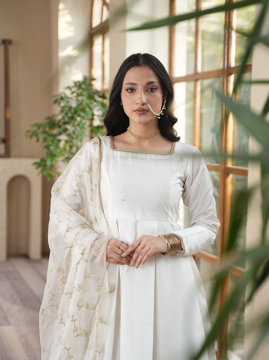AFROZEH-Raw Silk Frock
